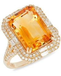 Effy - 14k Yellow Gold, Citrine & Diamonds Ring - Lyst