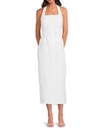 Saks Fifth Avenue - Halter 100% Linen Midi-Dress - Lyst
