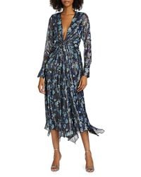 Ramy Brook - Tatia Floral Metallic Silk Twist Midi-Dress - Lyst