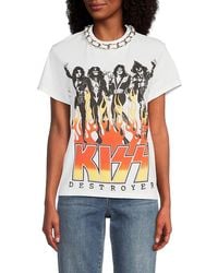 Alice + Olivia - Miller Embellished-Neck Kiss Graphic Cotton T-Shirt - Lyst