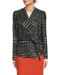 Calvin Klein - Plaid Belted Wrap Blazer - Lyst