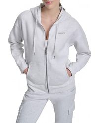 DKNY - Mini Stud Logo Zip Hoodie - Lyst