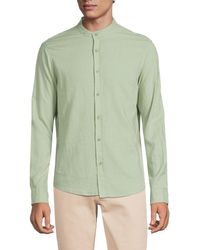 Saks Fifth Avenue - 'Band Collar Linen Blend Shirt - Lyst
