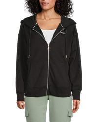 DKNY - Mini Stud Logo Zip Hoodie - Lyst