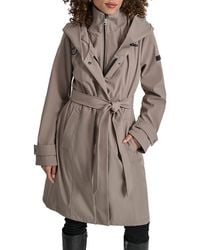 DKNY - Missy Soft Shell Hood Coat With Bib - Lyst