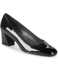 Stuart Weitzman Marymid Patent Leather Block Heel Court Shoes - Black