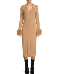 Saks Fifth Avenue - Faux Fur Cuff Maxi Sweater Dress - Lyst