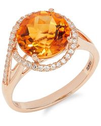 Effy 14k Rose Gold, Citrine & Diamond Ring - Metallic