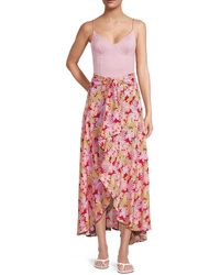 Tiare Hawaii - Azure Floral Wrap Maxi Skirt - Lyst