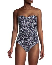 DKNY Pebble-print Ruched One-piece Swimsuit - Multicolour