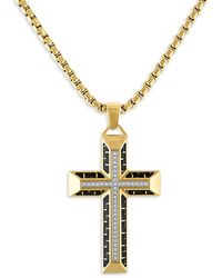 Esquire - Ip Goldtone Stainless Steel & 0.2 Tcw Diamond Cross Pendant Necklace - Lyst
