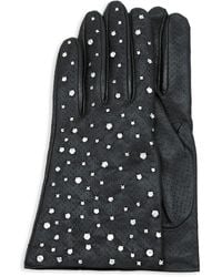 Portolano Perforated Studded Leather Gloves - Black