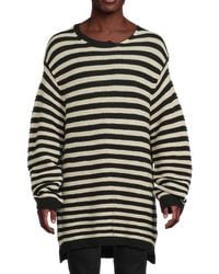 Yohji Yamamoto - Striped Wool-Blend Longline Sweatshirt - Lyst