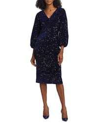 Tahari - The Robin Sequined Midi-Dress - Lyst