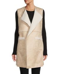 Wdny - Faux Shearling Longline Shawl Vest - Lyst
