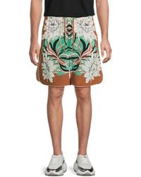 Valentino - Floral-Print Silk Drawstring Shorts - Lyst