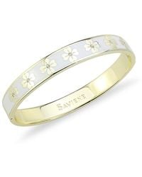 SAVIENE - 18K Goldplated & Cubic Zirconia Clover Bangle Bracelet - Lyst