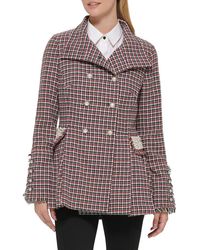 Karl Lagerfeld - Pleated Wool Blend Double Breasted Jacket - Lyst