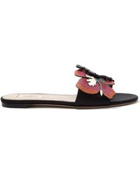 Valentino Tropical Dream Leather & Suede Slides - Multicolour
