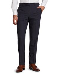 Mens Clothing Trousers Saks Fifth Avenue Plaid Virgin Wool Dress Pants in Blue for Men Slacks and Chinos Formal trousers 