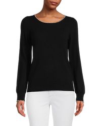 Sofia Cashmere - Pearl Studded Cashmere Sweater - Lyst