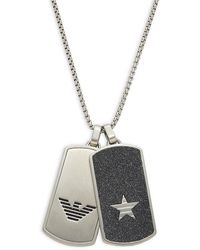 Emporio Armani Stainless Steel Double Dog Tag Chain Necklace - White