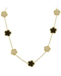 Jan-Kou Flower 14k Goldplated Cubic Zirconia Station Clover Necklace - White