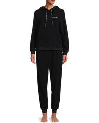 Calvin Klein 2-piece Faux Shearling Hoodie & sweatpants Set - Black