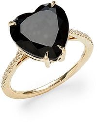 Effy - 14k Yellow Gold, Onyx & 0.09 Tcw Diamond Heart Ring - Lyst