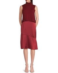 Sam Edelman - Knit Layered Satin Midi-Dress - Lyst