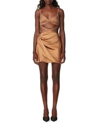 Hervé Léger - Draped Cutout Silk Mini Dress - Lyst