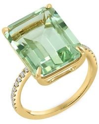 Effy - 14k Yellow Gold, Green Amethyst & 0.13 Tcw Diamond Ring - Lyst