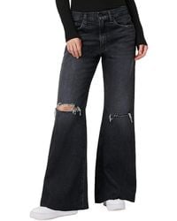 Hudson Jeans - Jodie High-Rise Distressed Wide-Leg Jeans - Lyst
