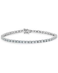 Effy Sterling Silver, Aquamarine & Diamond Tennis Bracelet - Metallic