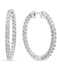 Effy - 14k White Gold & 1.95 Tcw Lab Grown Diamond Hoop Earrings - Lyst