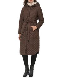 Kenneth Cole - Quilted Belted Coat - Lyst