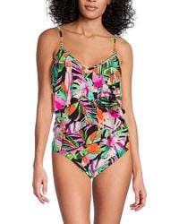 Beyond Control - Tropical Ruffle Overlay One-Piece Swimsuit - Lyst