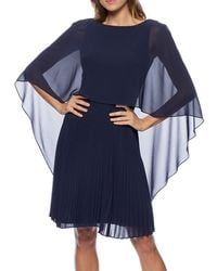 Marina - Capelet Pleated Chiffon Dress - Lyst