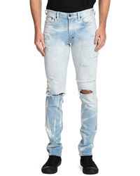 PRPS Destroyed & Bleached Slim Fit Jeans - Blue