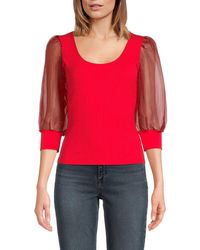 Lea & Viola - Knit Puff Sleeve Top - Lyst