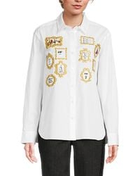 Karl Lagerfeld - Embroidered Cotton Shirt - Lyst