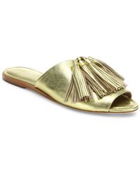 Lyst - Loeffler Randall Kiki Tassel Metallic Leather Slides in Metallic Loeffler Randall - Kiki Tassel Metallic Leather Slides - Lyst