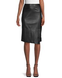 Donna Karan Faux Leather Pencil Skirt - Black