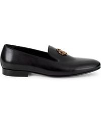 Roberto Cavalli Embellished Leather Smoking Slippers - Black