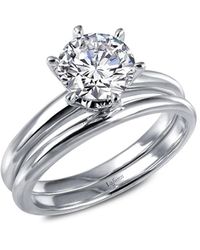 Lafonn - Classic Platinum Bonded Sterling Silver & Simulated Diamond Solitaire Ring - Lyst