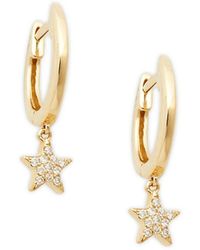Saks Fifth Avenue - 14K & Diamond Star Drop Earrings - Lyst