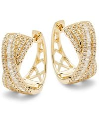 Effy - 14k Yellow Gold & White Diamond Earrings - Lyst