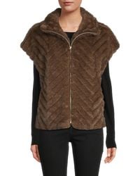 Cole Haan - Quilted Faux Fur Zip Vest - Lyst