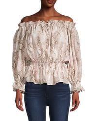 Tahari - Snakeskin Off-The-Shoulder Top - Lyst