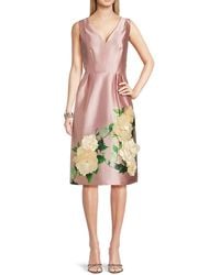 Kay Unger - Briella Floral Appliqué Midi-Dress - Lyst